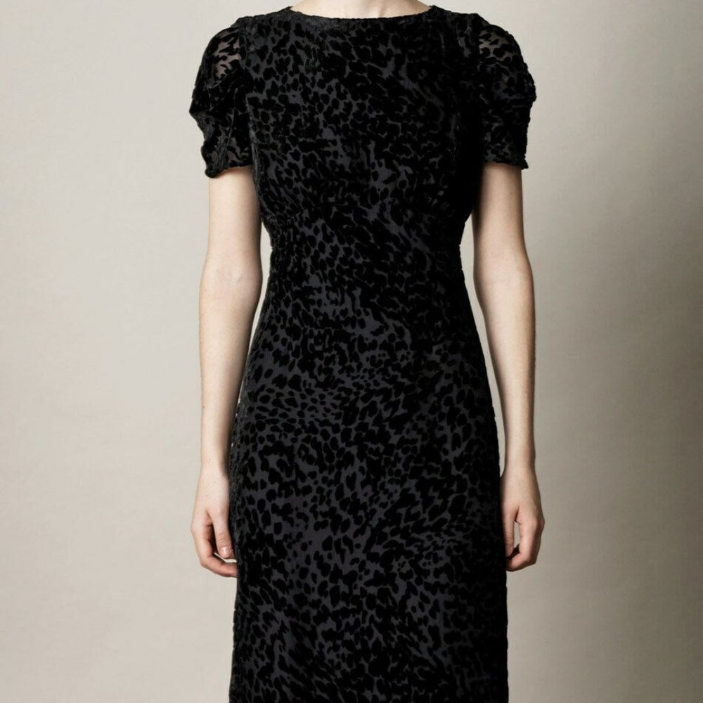 L'Agence Animal Print Mini Black Dress S